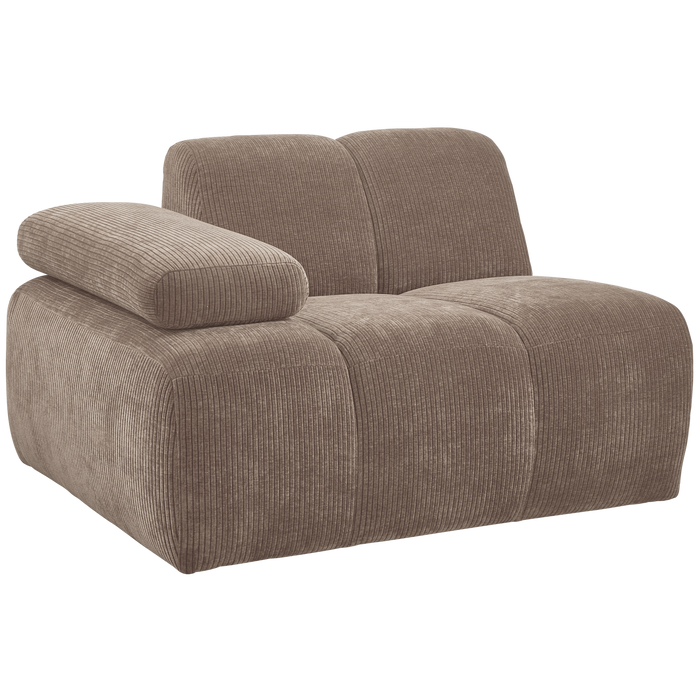 WOOOD Mojo 1-Zits Bank Met Arm Links - Ribstof - Zand - 74x120x97