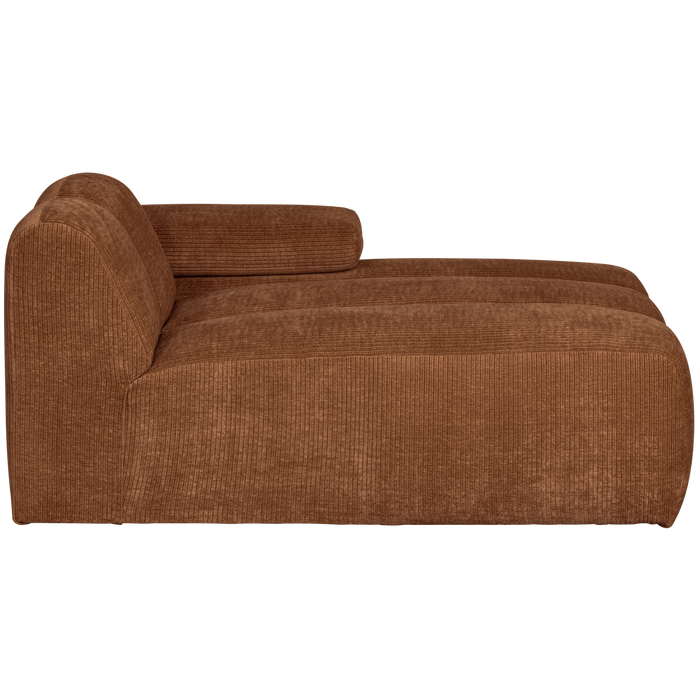 WOOOD Mojo Chaise Longue Elementenbank Rechts - Ribstof - Roest Bruin