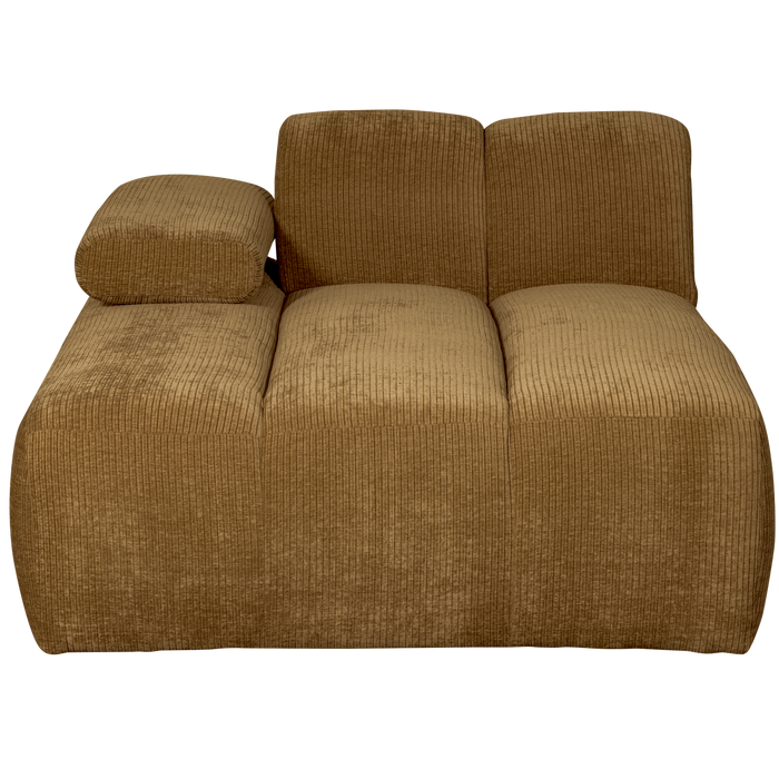 WOOOD Mojo Chaise Longue Elementenbank links - Ribstof - Honing Geel