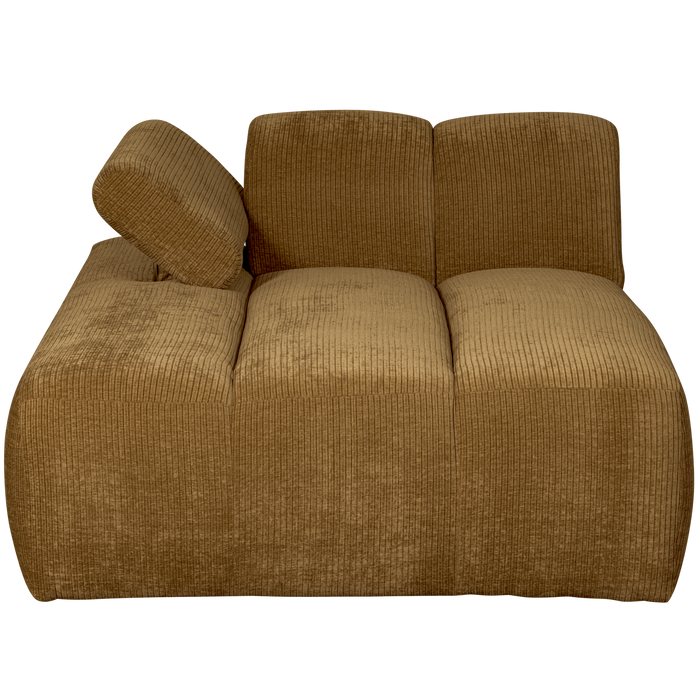 WOOOD Mojo Chaise Longue Elementenbank links - Ribstof - Honing Geel