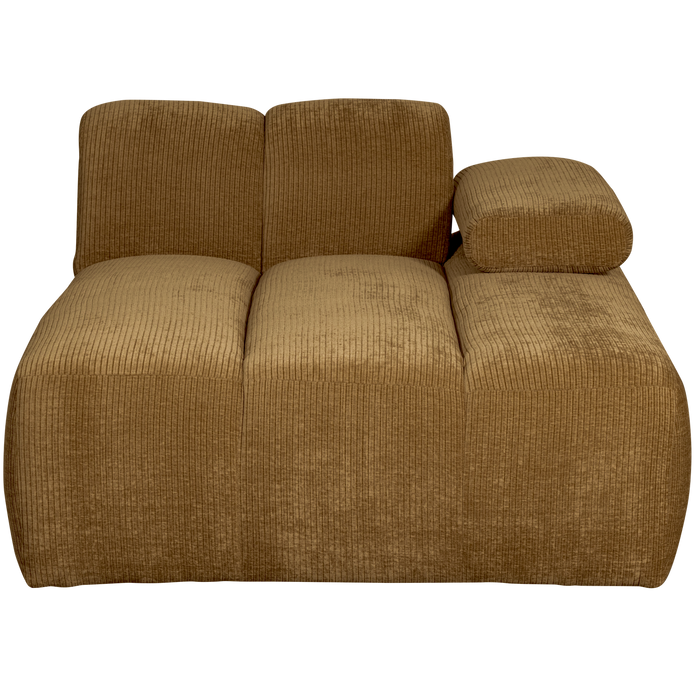 WOOOD Mojo Chaise Longue Elementenbank Rechts - Ribstof - Honing Geel