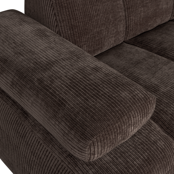 WOOOD Mojo 1,5-Zits Bank Met Arm Links - Ribstof - Bruin - 74x160x97