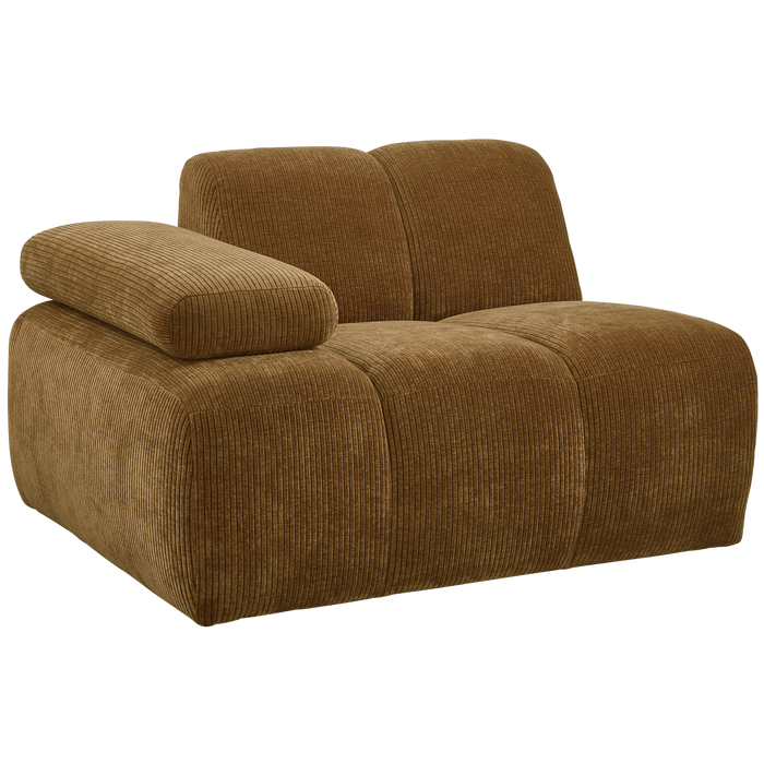 WOOOD Mojo 1-Zits Bank Met Arm Links - Ribstof - Geel - 74x120x97