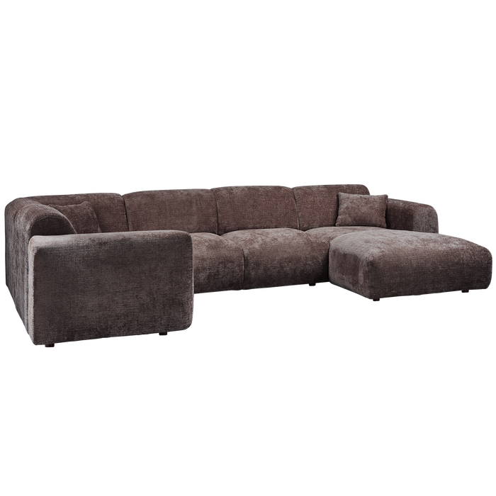 WOOOD hoekbank links Cloud - Chenille - Warm Bruin - 80x345x198 cm