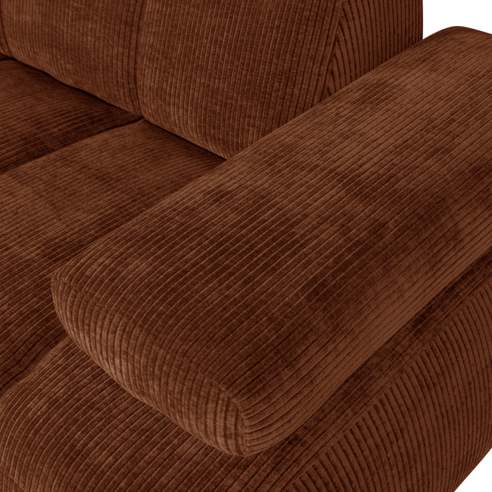 WOOOD Mojo 1,5-Zits Bank Met Arm Rechts - Ribstof - Roest Bruin