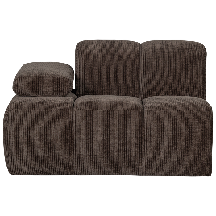 WOOOD Mojo 1-Zits Bank Met Arm Links - Ribstof - Bruin - 74x120x97