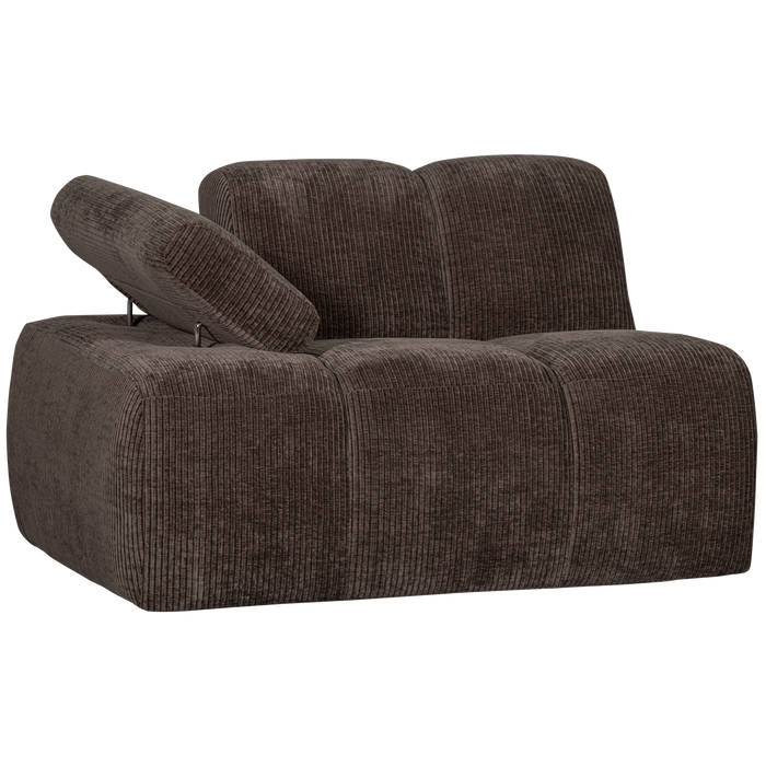 WOOOD Mojo 1-Zits Bank Met Arm Links - Ribstof - Bruin - 74x120x97