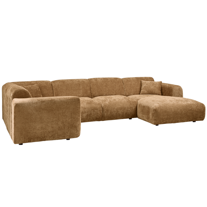 WOOOD hoekbank links Cloud - Chenille - Geel - 80x345x198 cm