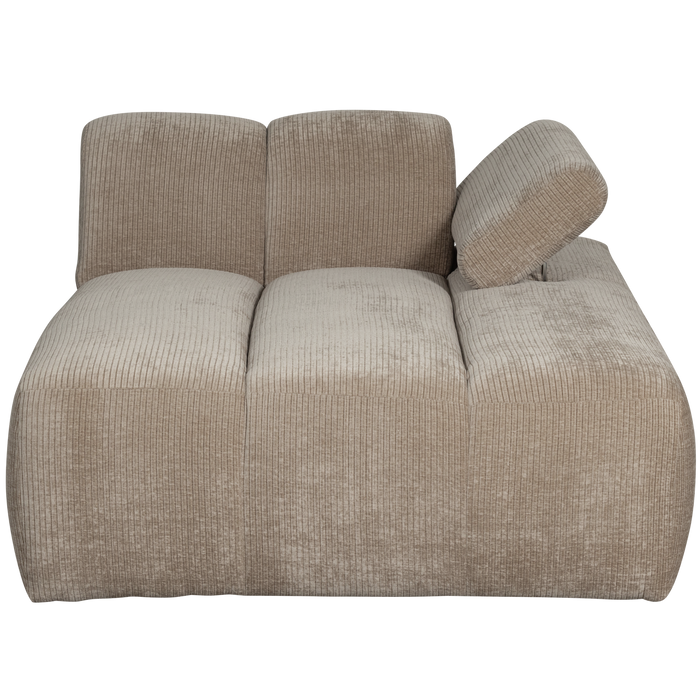 WOOOD Mojo Chaise Longue Elementenbank Rechts - Ribstof - Donker Zand