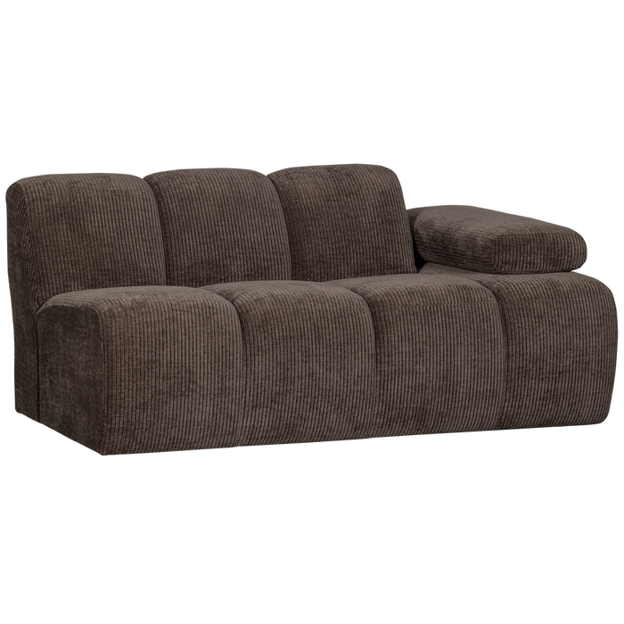 WOOOD Mojo 1,5-Zits Bank Met Arm Rechts - Ribstof - Bruin -74x160x67