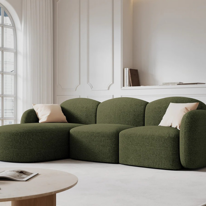 Micadoni Home Blair Hoekbank met Chaise Longue Links - Chenille - Groen