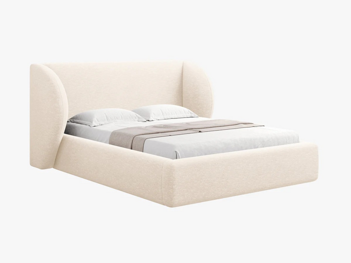 Micadoni Bedframe Miley met Opbergruimte - 200 x 200 cm - Chenille - Crème