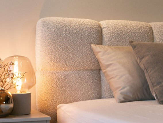 NADUVI Collection Chloe Bedframe 160 x 200 cm - met Opbergvak - Bouclé - Lichtbeige