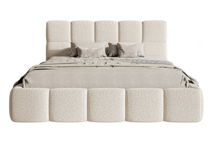 NADUVI Collection Chloe Bedframe 160 x 200 cm - met Opbergvak - Bouclé - Lichtbeige