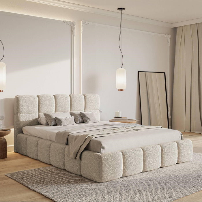 NADUVI Collection Chloe Bedframe 160 x 200 cm - Bouclé - Lichtbeige
