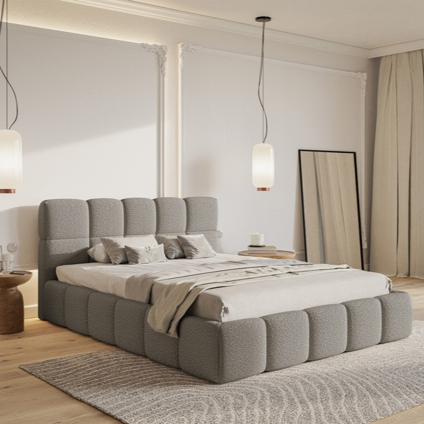 NADUVI Collection Chloe Bedframe 180 x 200 cm - Bouclé - Grijs