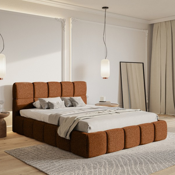 NADUVI Collection Chloe Bedframe 140 x 200 cm - Chenille - Koper