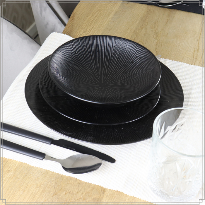 OTIX Diner Bordenset 6 Persoons Zwart 27cm Keramiek POPPY