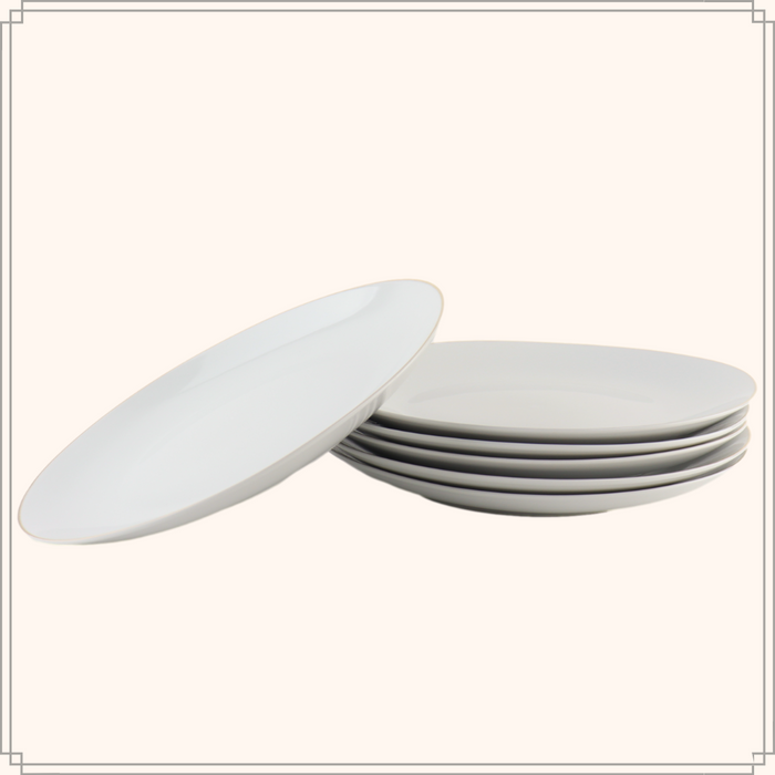 OTIX Dinerborden Borden Set van 6 Stuks 26cm Wit met Gouden rand Po...