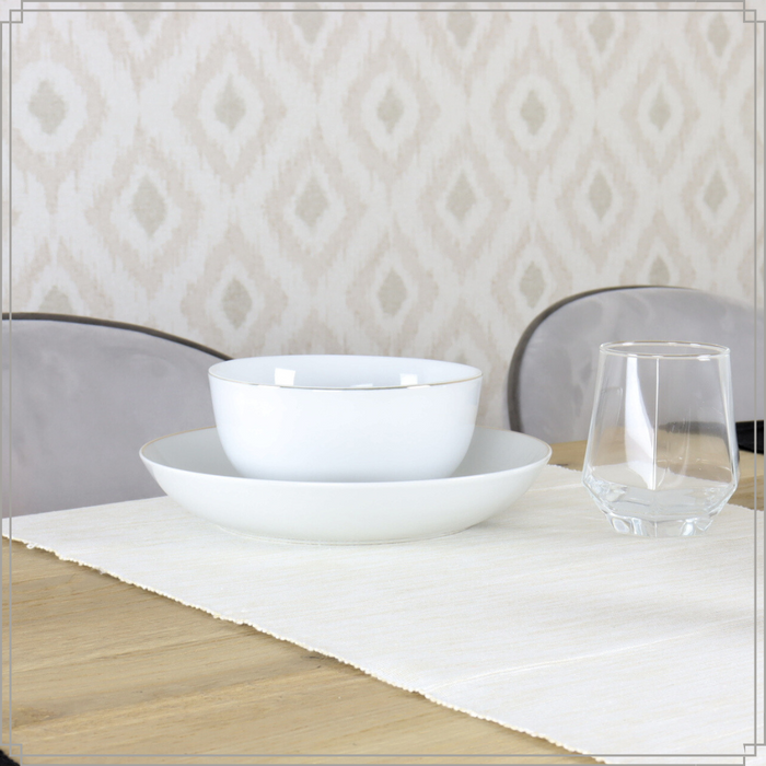 OTIX Diepe borden Soepborden Set van 6 stuks 21cm Wit met Gouden ra...