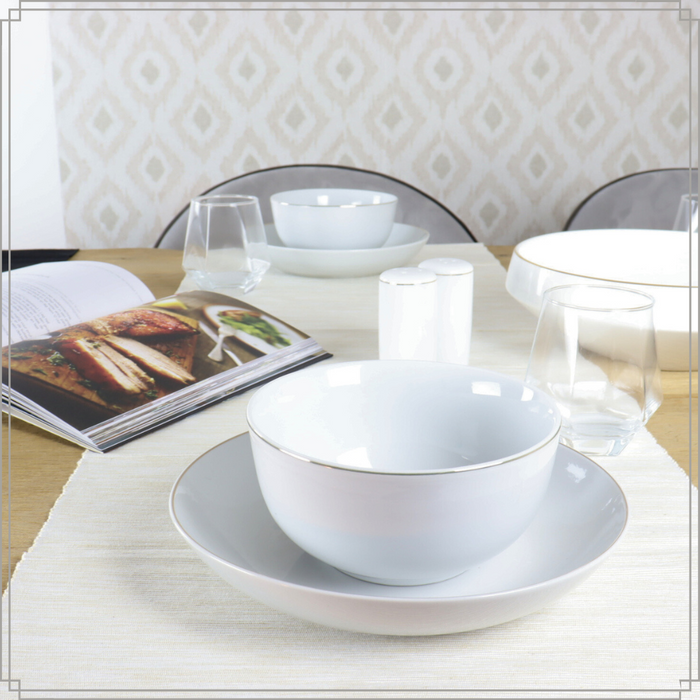 OTIX Soepkommen 6 stuks 500 ml Soeptassen Wit met Gouden rand Porse...