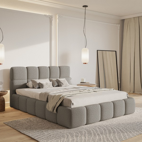 NADUVI Collection Chloe Bedframe 140 x 200 cm - Bouclé - Grijs