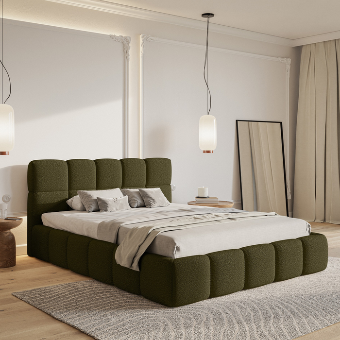 NADUVI Collection Chloe Bedframe 180 x 200 cm - Bouclé - Olijfgroen