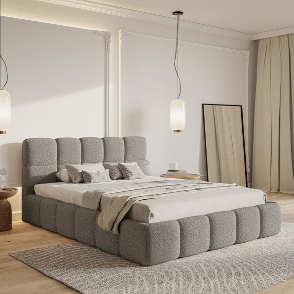 NADUVI Collection Chloe Bedframe 160 x 200 cm - Bouclé - Grijs