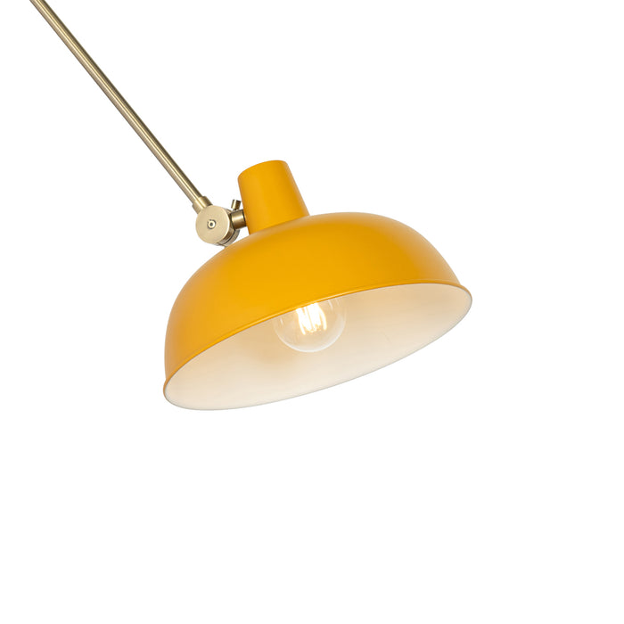 QAZQA Retro wandlamp staal geel met brons - Milou