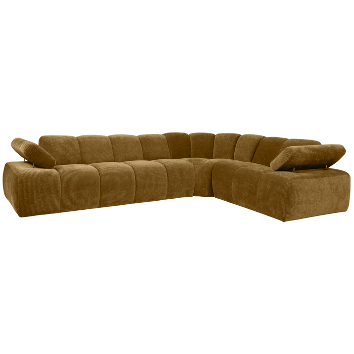 WOOOD Mojo Hoekbank Rechts - Ribstof - Honing Geel - 74x310x230