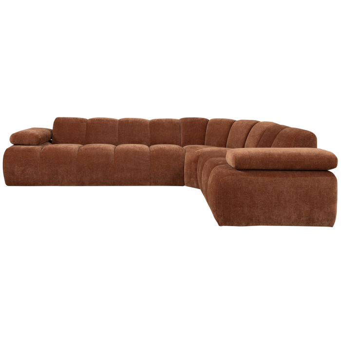 WOOOD Mojo Hoekbank Rechts - Ribstof - Roest Bruin - 74x310x230