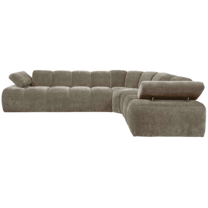 WOOOD Mojo Hoekbank Rechts - Ribstof - Donker Zand - 74x310x230