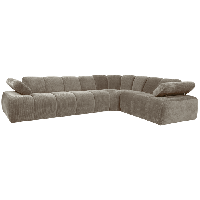 WOOOD Mojo Hoekbank Rechts - Ribstof - Donker Zand - 74x310x230