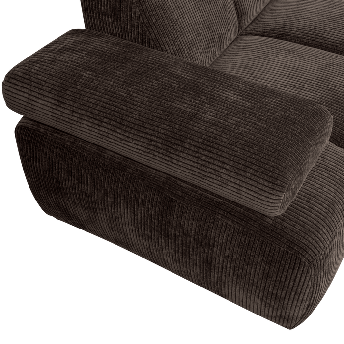 WOOOD Mojo Hoekbank Rechts - Ribstof - Bruin - 74x310x230