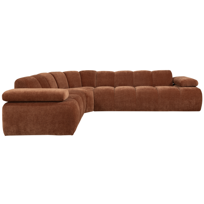 WOOOD Mojo Hoekbank Links - Ribstof - Roest Bruin - 74x310x230