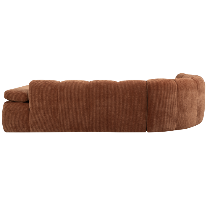 WOOOD Mojo Hoekbank Links - Ribstof - Roest Bruin - 74x310x230