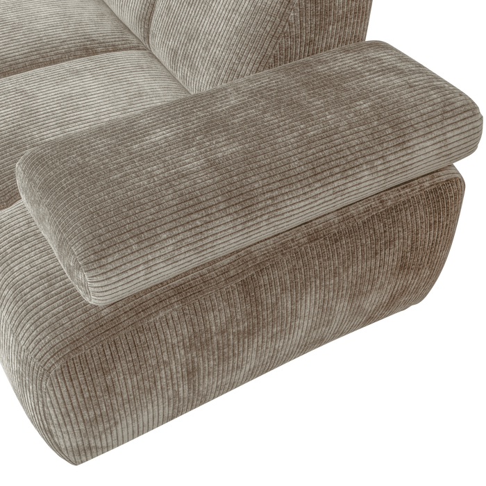 WOOOD Mojo Hoekbank Links - Ribstof - Donker Zand - 74x310x230