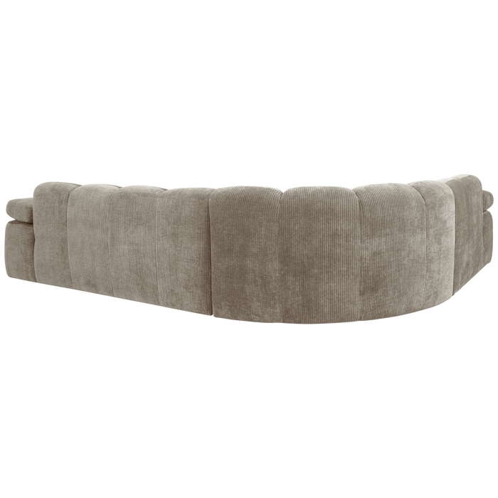 WOOOD Mojo Hoekbank Links - Ribstof - Donker Zand - 74x310x230