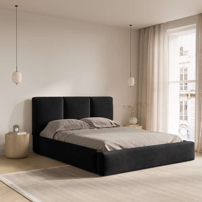 Windsor & Co Horizon Bedframe met Opbergvak - 160 x 200 cm - Fluweel - Zwart