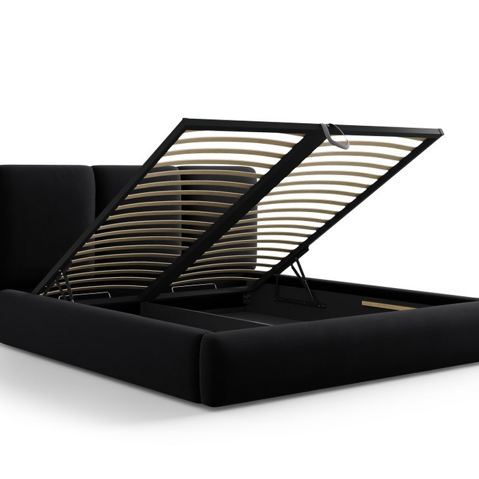 Windsor & Co Horizon Bedframe met Opbergvak - 200 x 200 cm - Fluweel - Zwart
