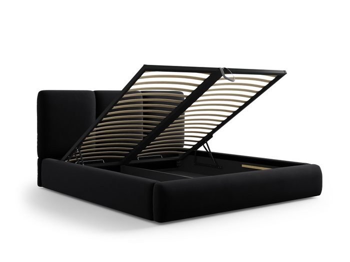 Windsor & Co Horizon Bedframe met Opbergvak - 200 x 200 cm - Fluweel - Zwart