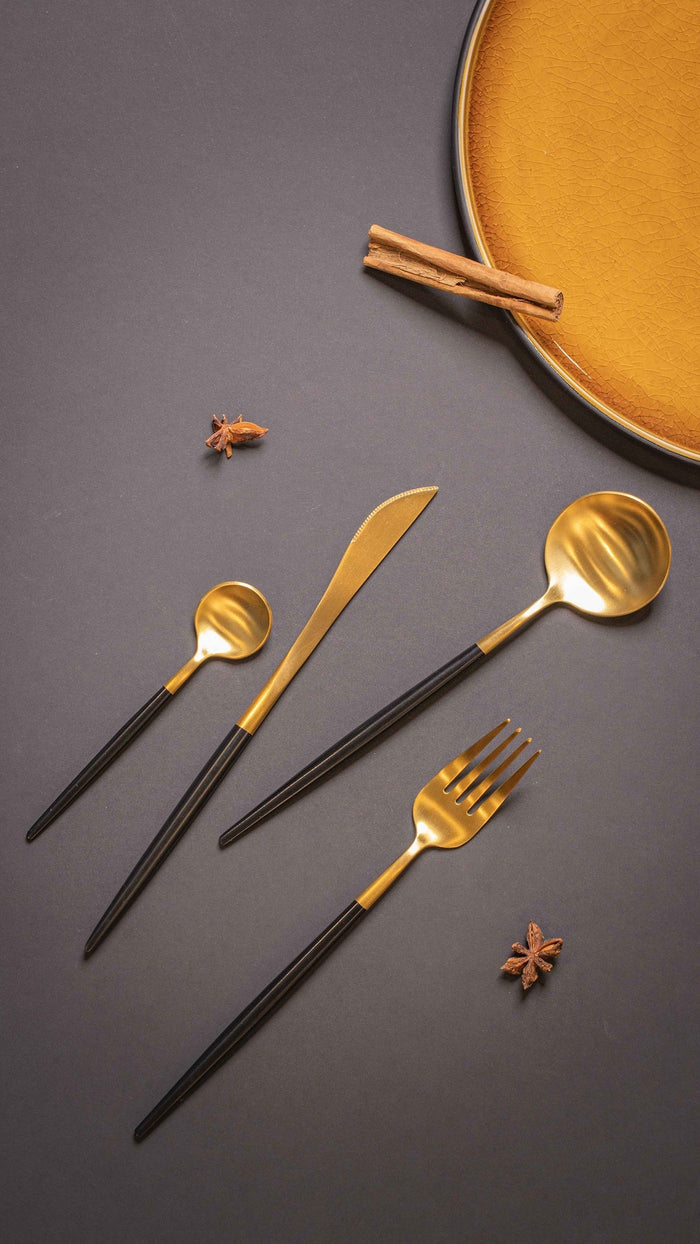 Jay Hill Bestekset - Goud | Zwart - 4-delig