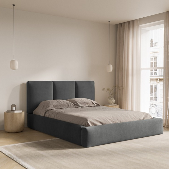 Windsor & Co Horizon Bedframe met Opbergvak - 180 x 200 cm - Chenille - Donkergrijs