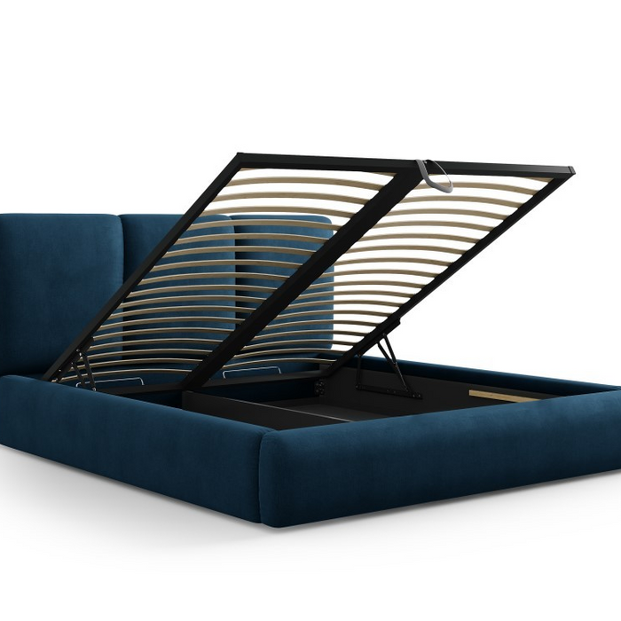 Windsor & Co Horizon Bedframe met Opbergvak - 180 x 200 cm - Chenille - Koningsblauw