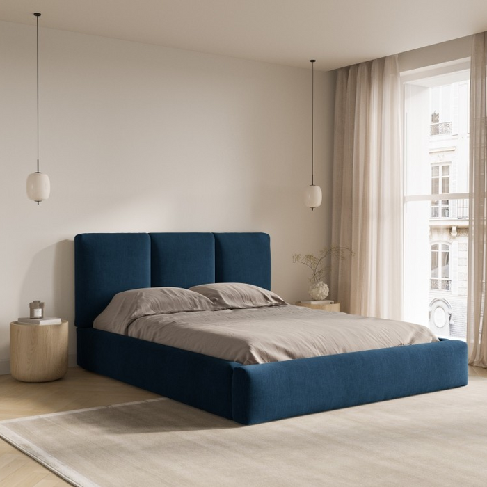 Windsor & Co Horizon Bedframe met Opbergvak - 180 x 200 cm - Chenille - Koningsblauw