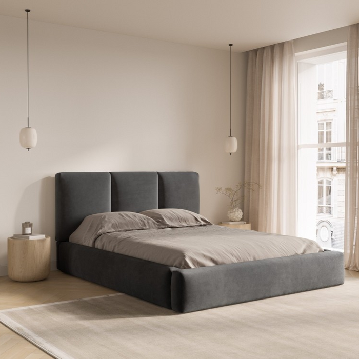 Windsor & Co Horizon Bedframe met Opbergvak - 180 x 200 cm - Fluweel - Donkergrijs