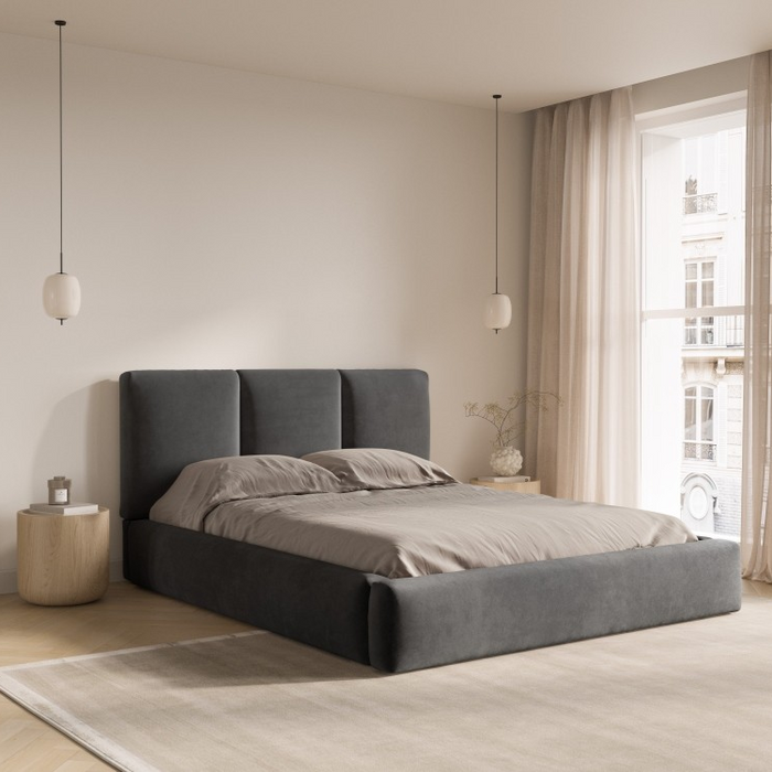 Windsor & Co Horizon Bedframe met Opbergvak - 140 x 200 cm - Fluweel - Donkergrijs