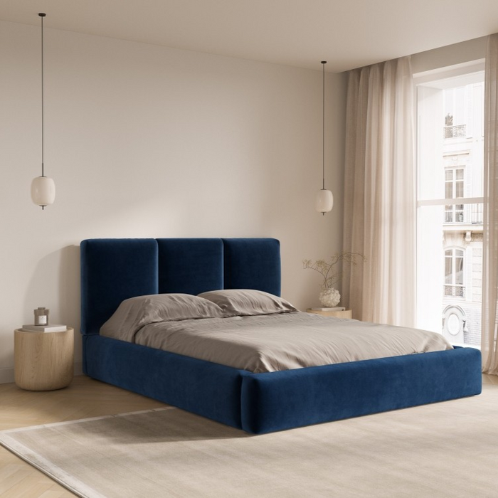 Windsor & Co Horizon Bedframe met Opbergvak - 180 x 200 cm - Fluweel - Koningsblauw