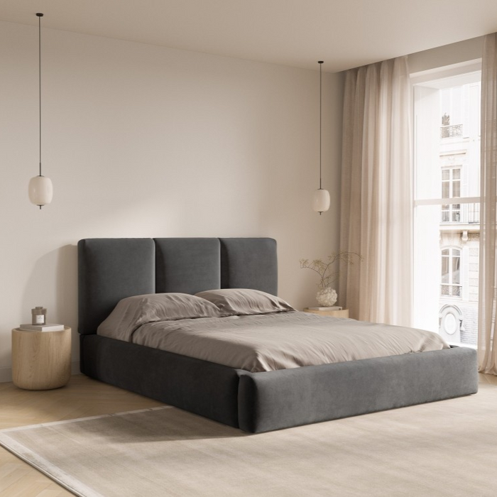 Windsor & Co Horizon Bedframe met Opbergvak - 160 x 200 cm - Fluweel - Donkergrijs