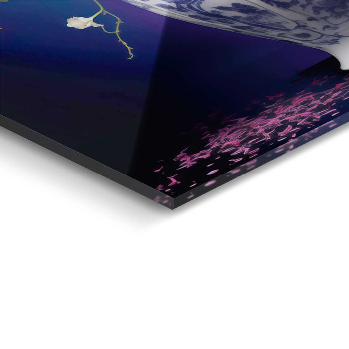 Reinders - Delft Blue Vibrant Flowers - Glasschilderij 78x116cm